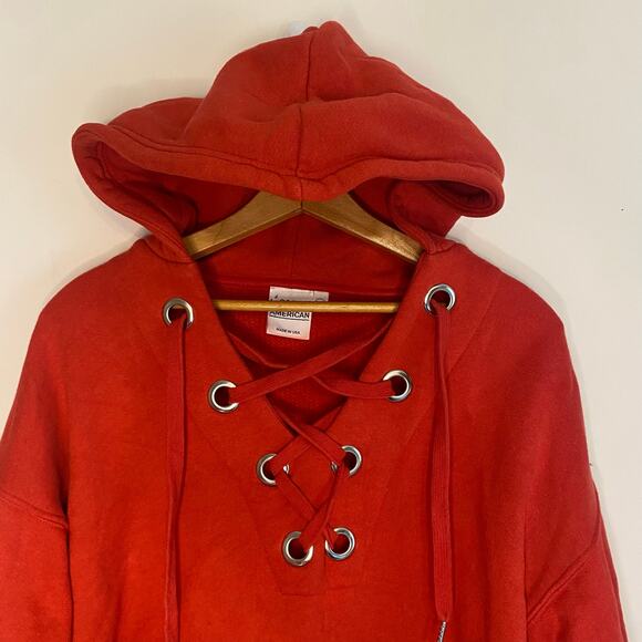 Good American Womens Red Boxy Oversized Hooded Sweatshirt Size Medium Large - Picture 2 of 16